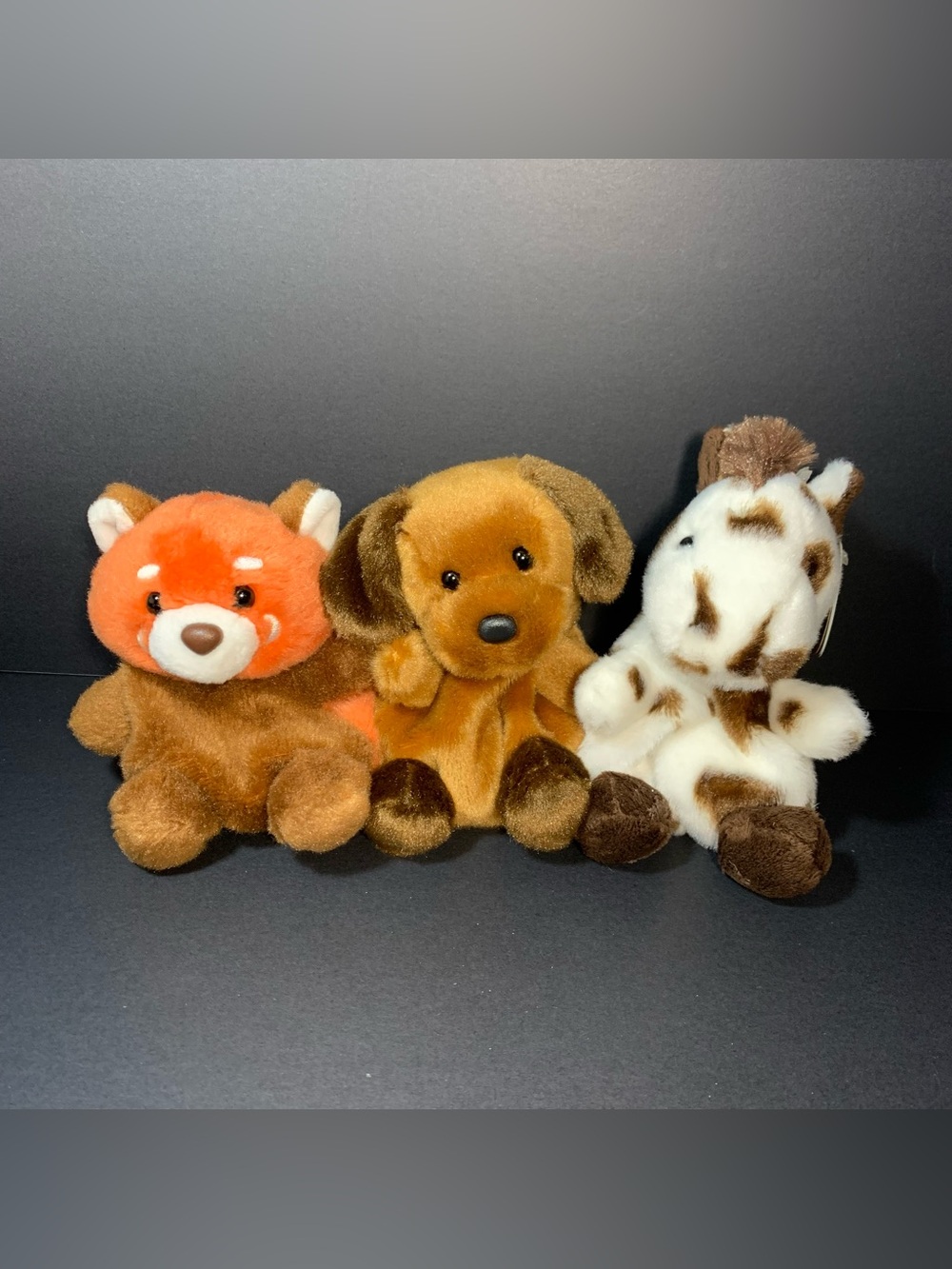 Aurora World Plush Palm Pals Red Panda, Ruff Dog, Horse 5" Stuffed Toy Lot of 3